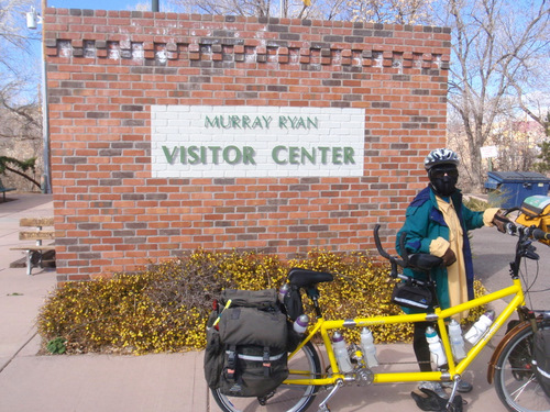 Terry and the Bee in front of the Silver City Welcome Center.